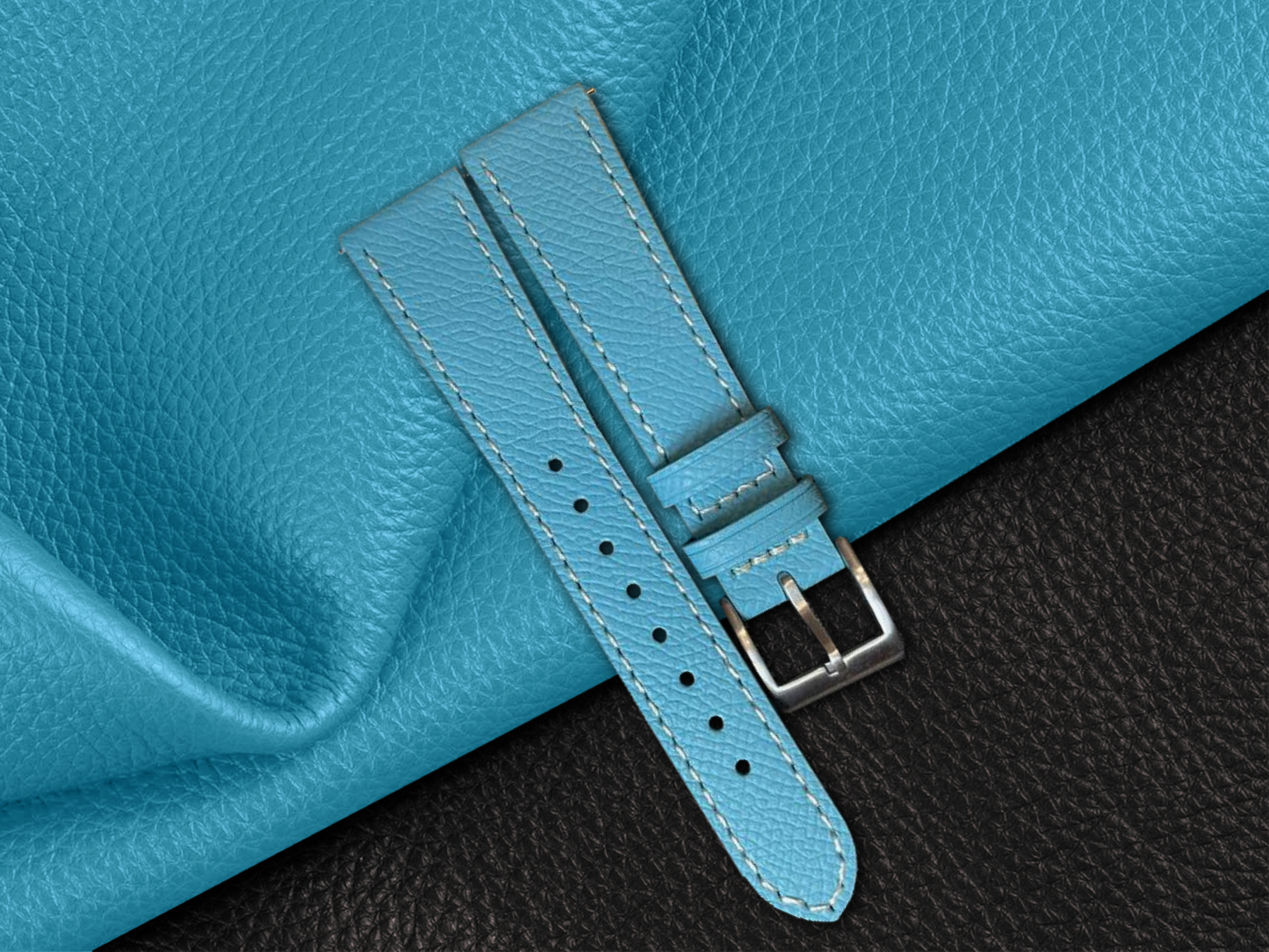 Sky Blue Epsom Leather Straps - Sartoriale