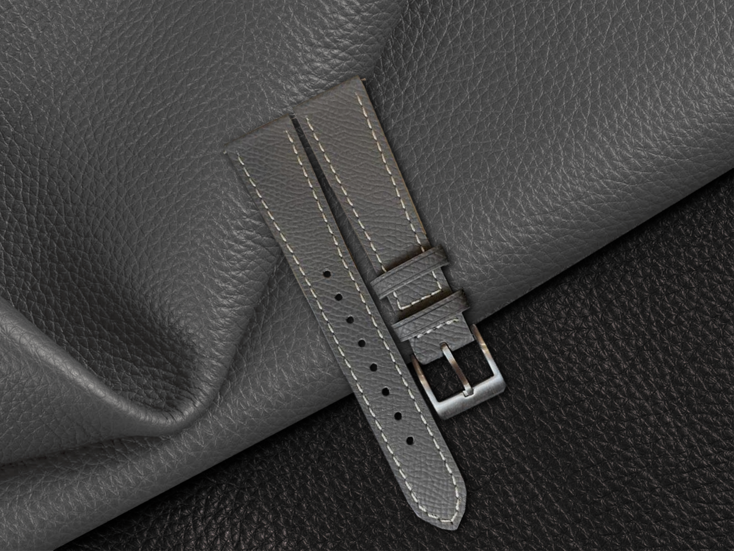Grey Epsom Leather Straps - Sartoriale