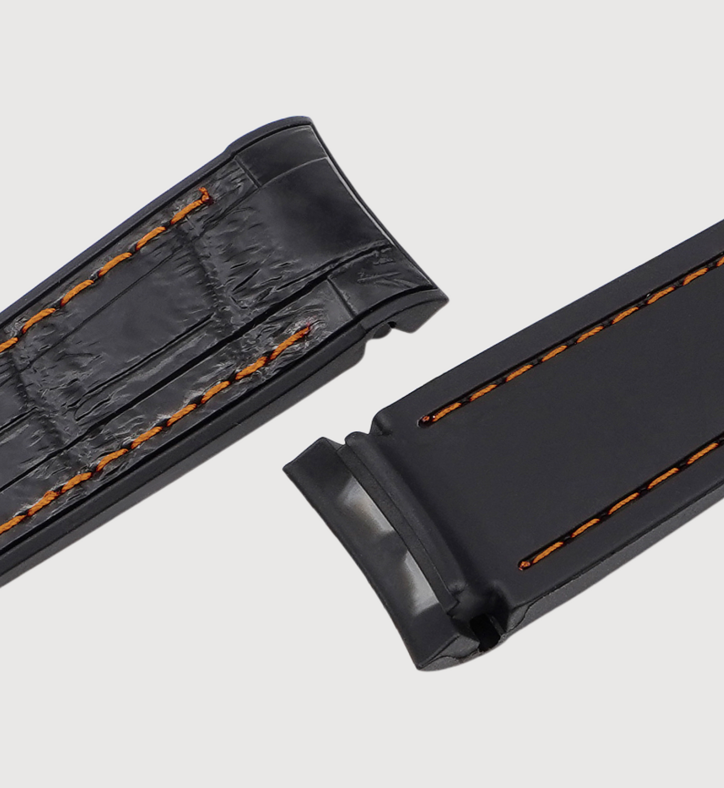 Curved Rubber - Black & Orange Stitching
