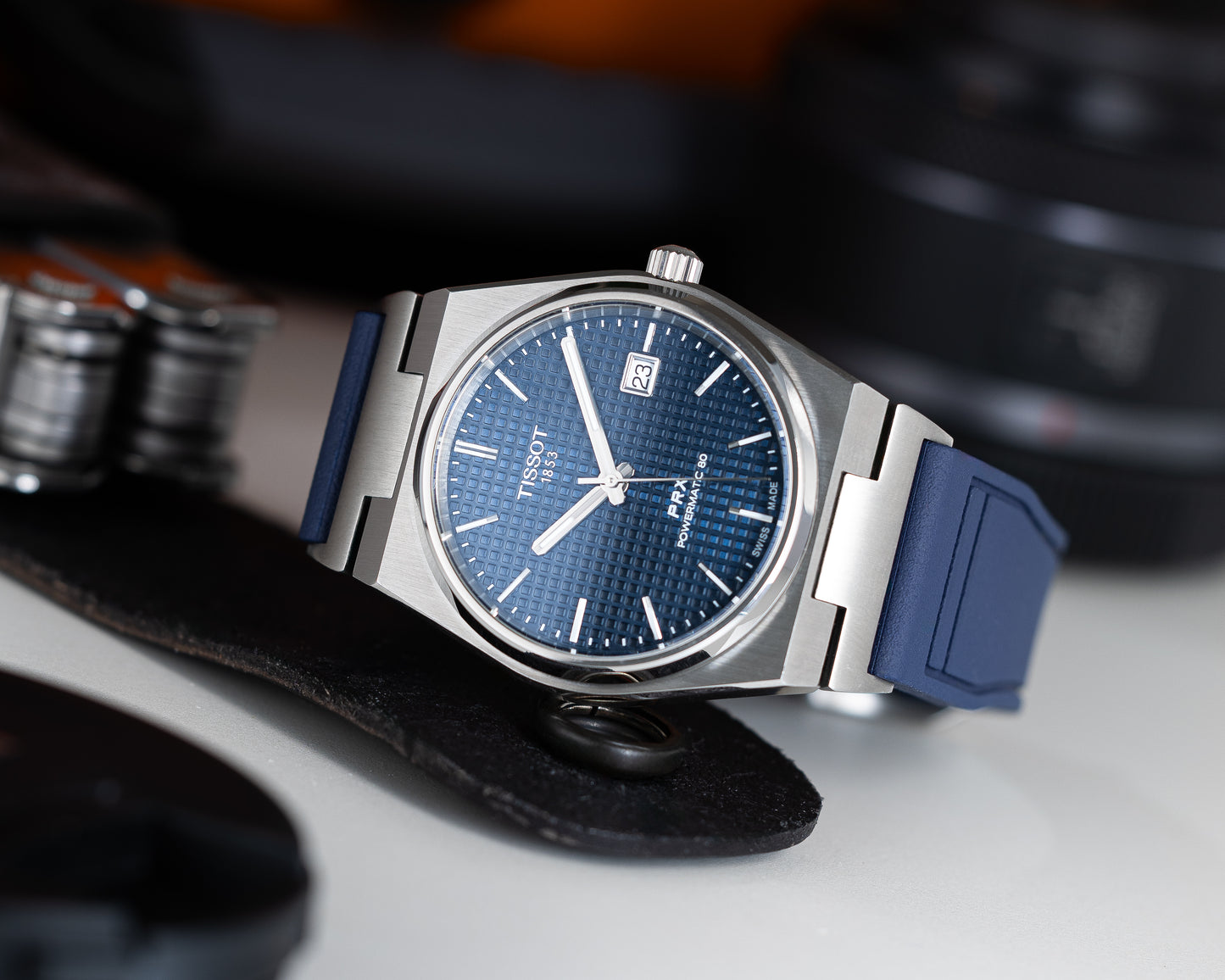 Sartoriale FKM Navy Blue Rubber Strap for Tissot PRX Adapter