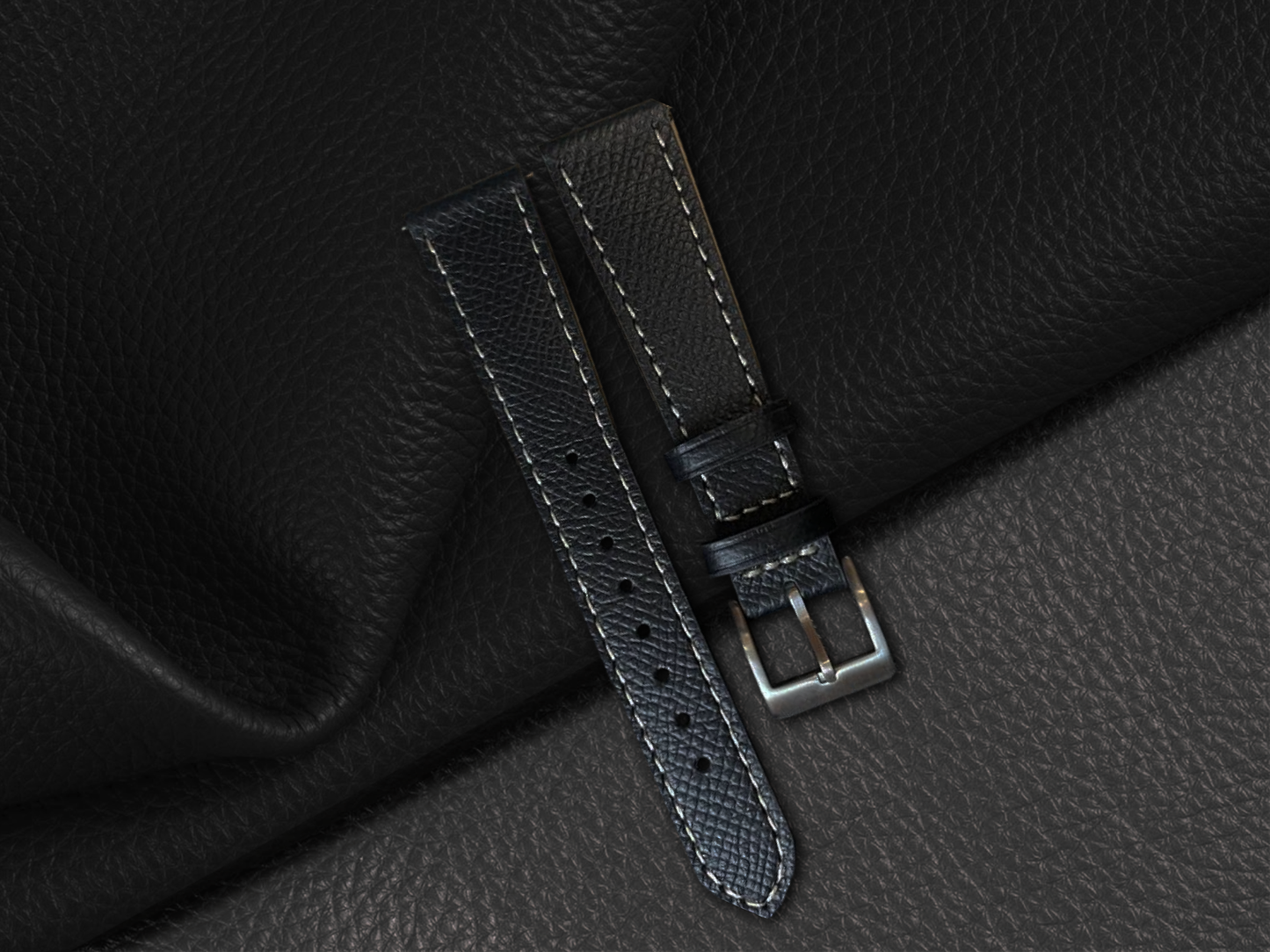 Black Epsom Leather Straps - Sartoriale 