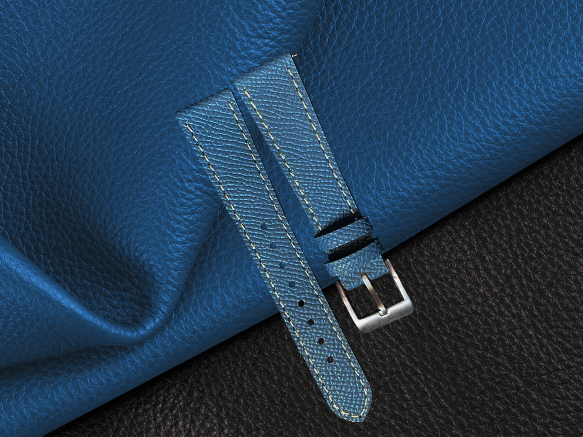 Blue Epsom Leather Straps - Sartoriale 