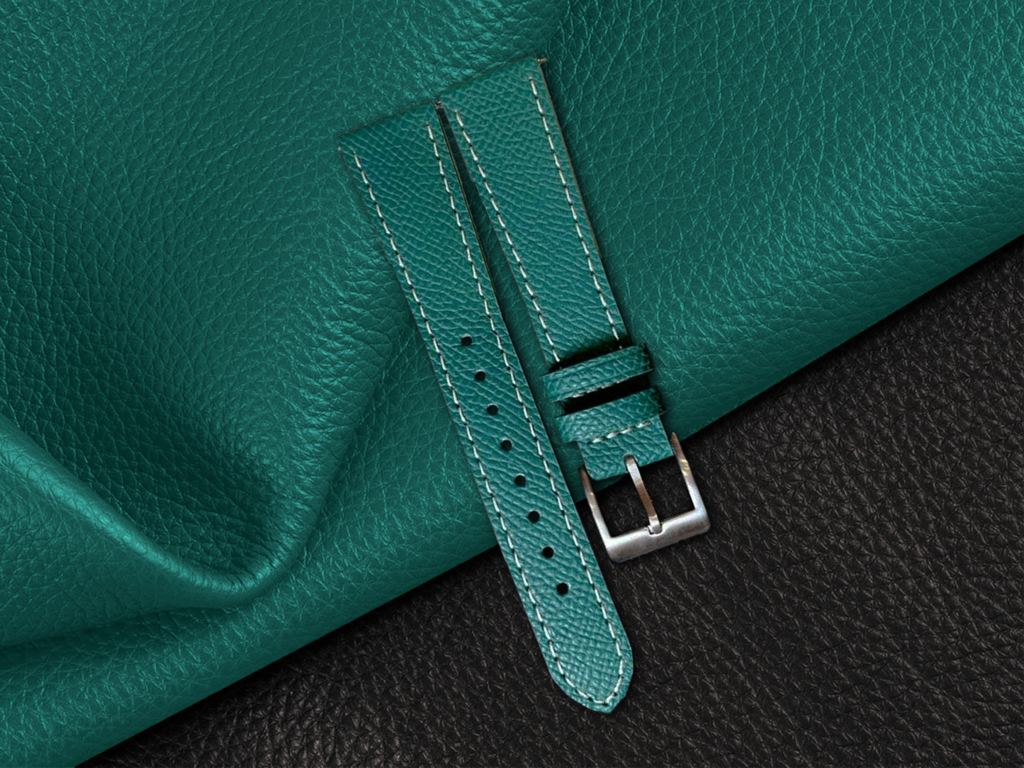 Green Epsom Leather Straps - Sartoriale 