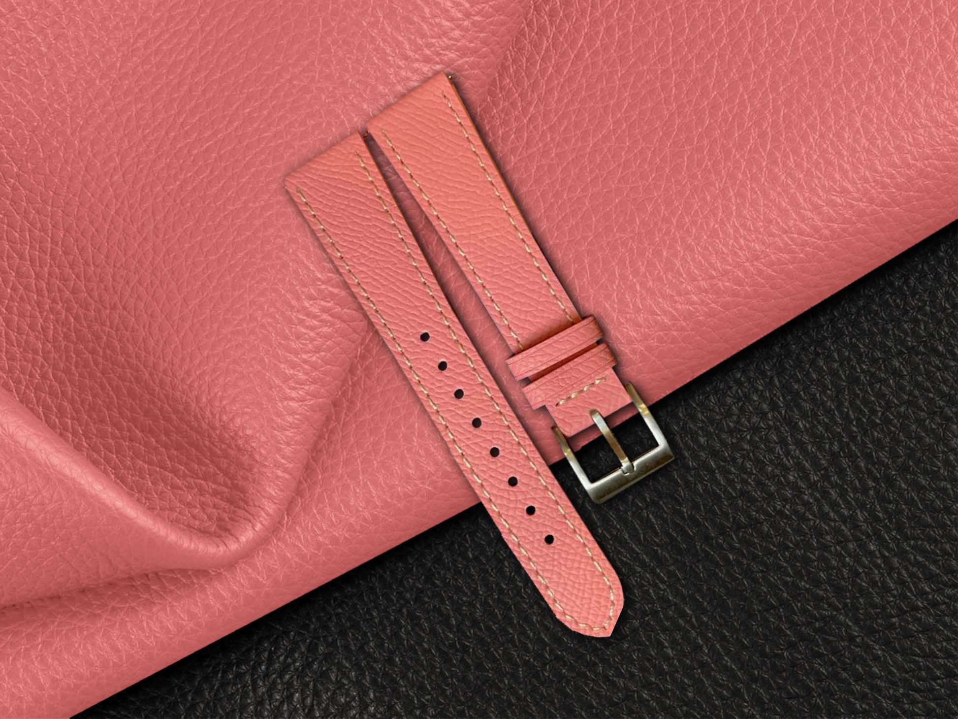 Pink Epsom Leather Straps - Sartoriale 
