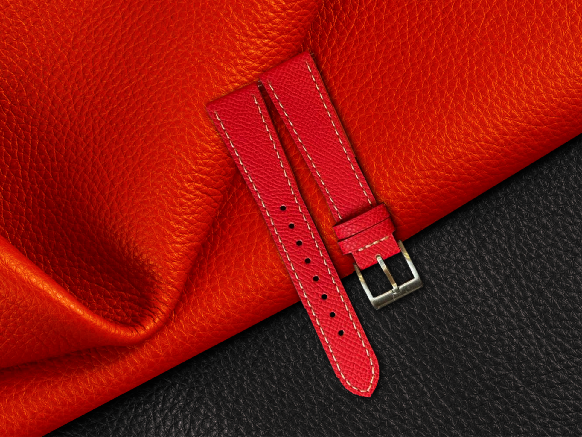 Red Epsom Leather Straps - Sartoriale 