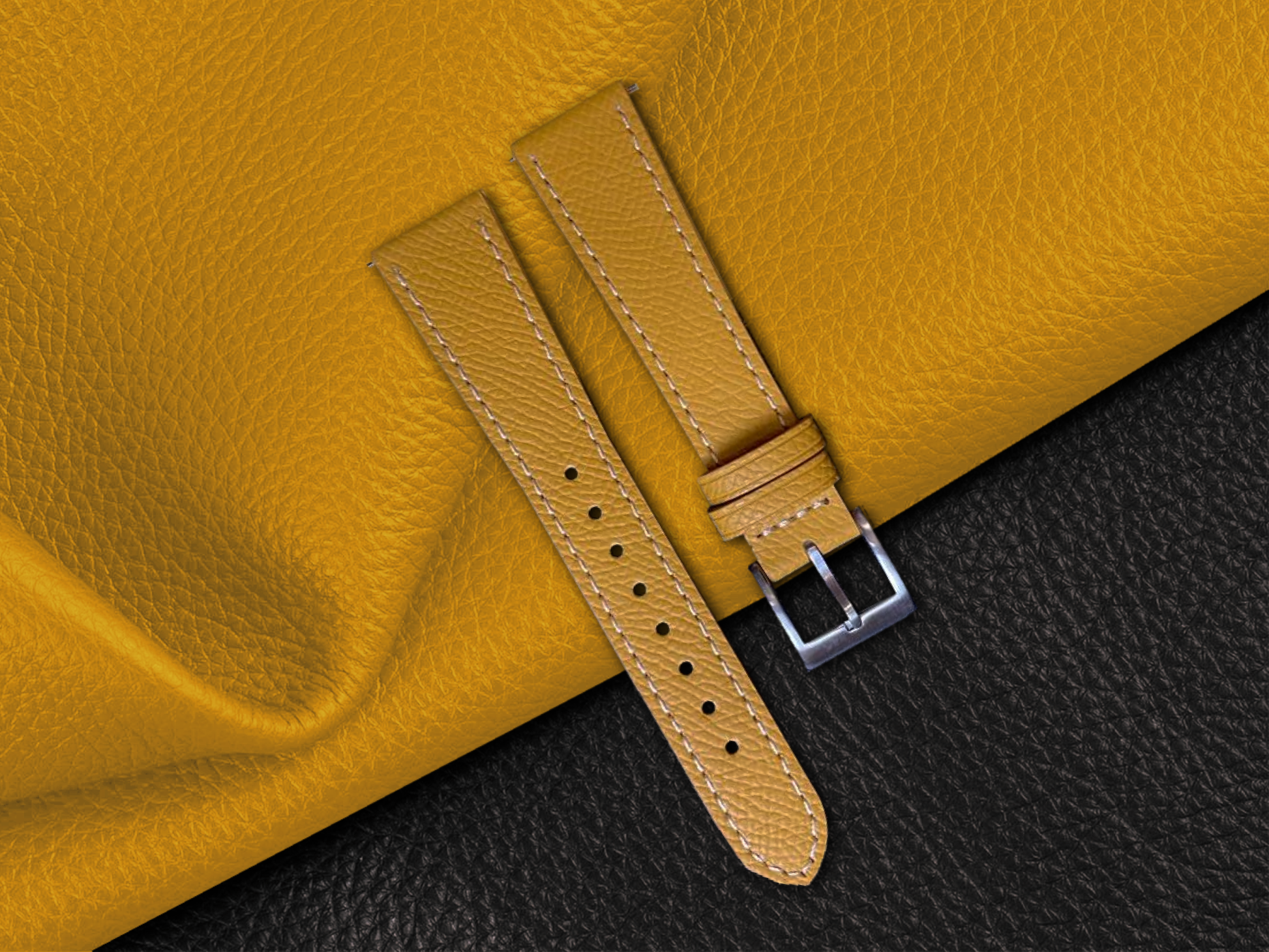 Yellow Epsom Leather Straps - Sartoriale 