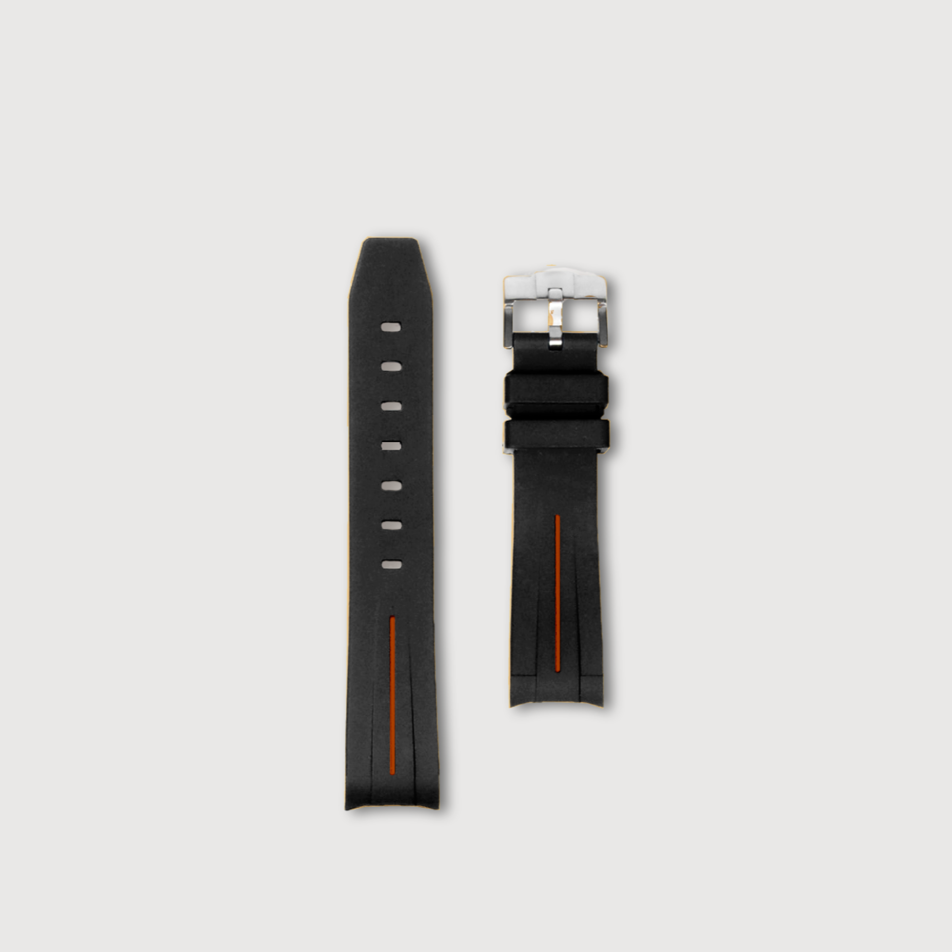 Black and Orange Curved Rubber Strap - Sartoriale Straps