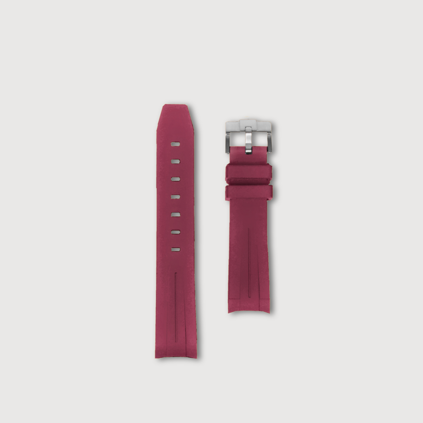 Dark Red Curved Rubber Strap - Sartoriale Straps