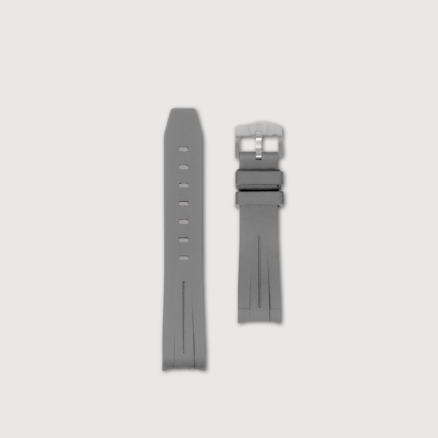 Grey Curved Rubber Strap - Sartoriale Straps