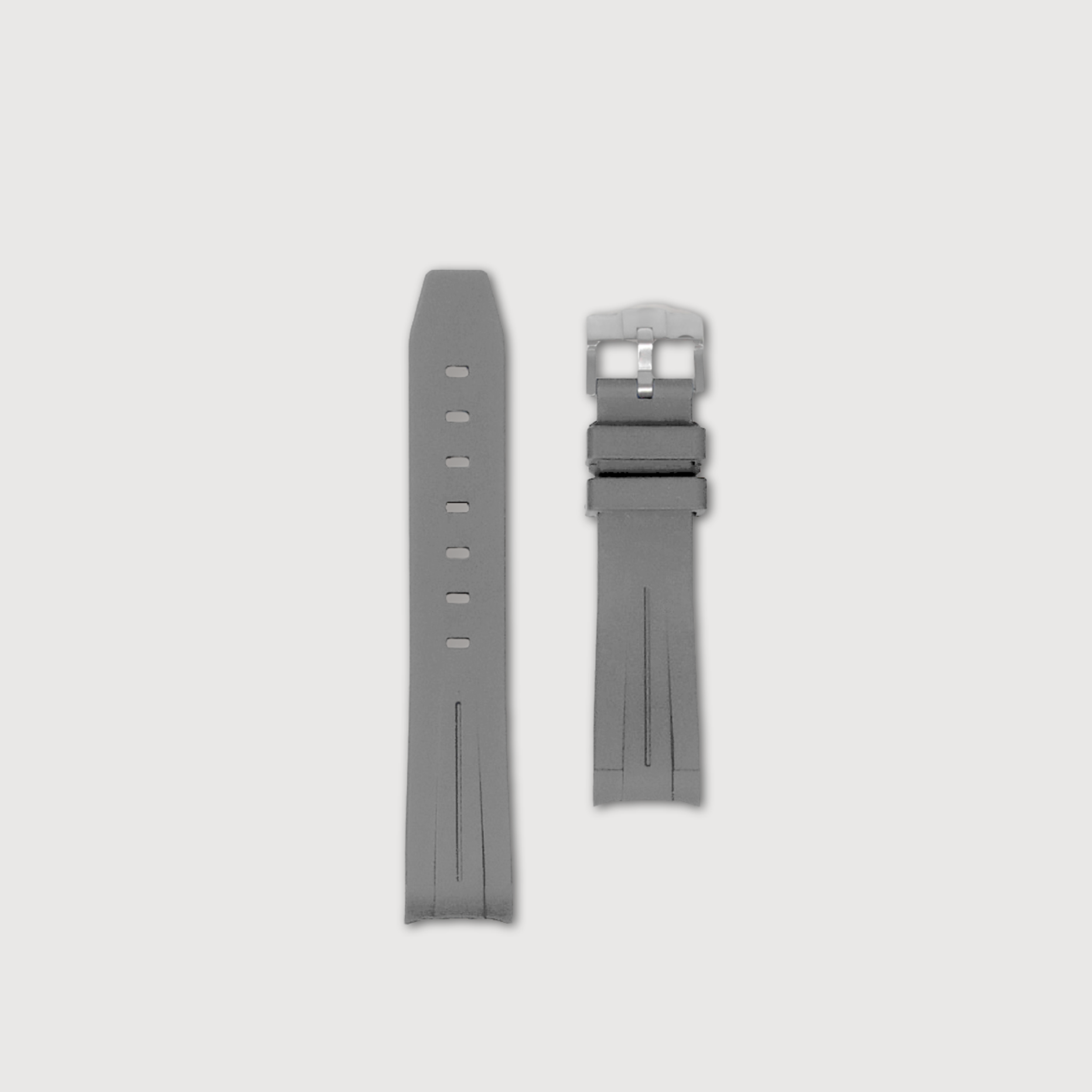 Grey Curved Rubber Strap - Sartoriale Straps