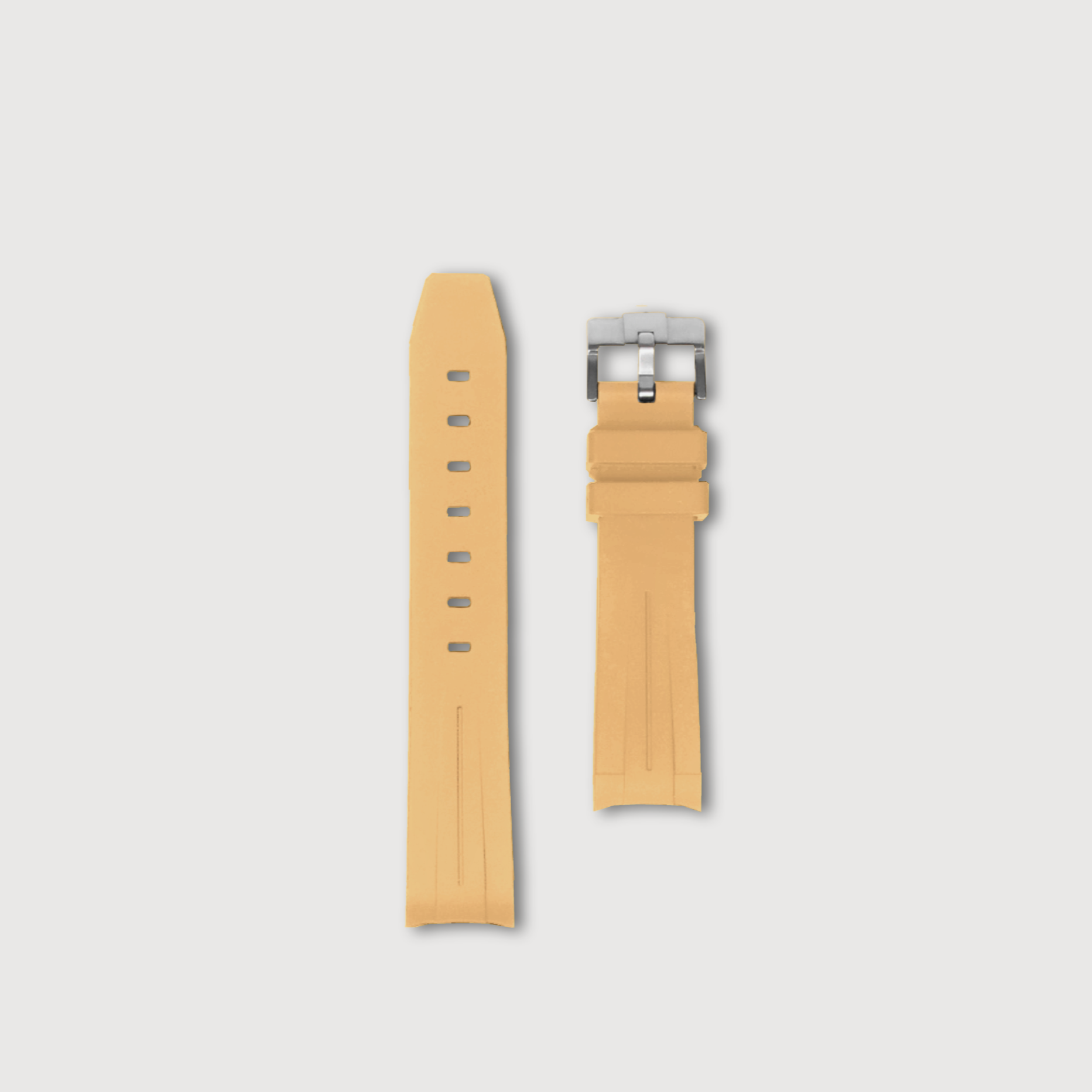 Beige Curved Rubber Strap - Sartoriale Straps