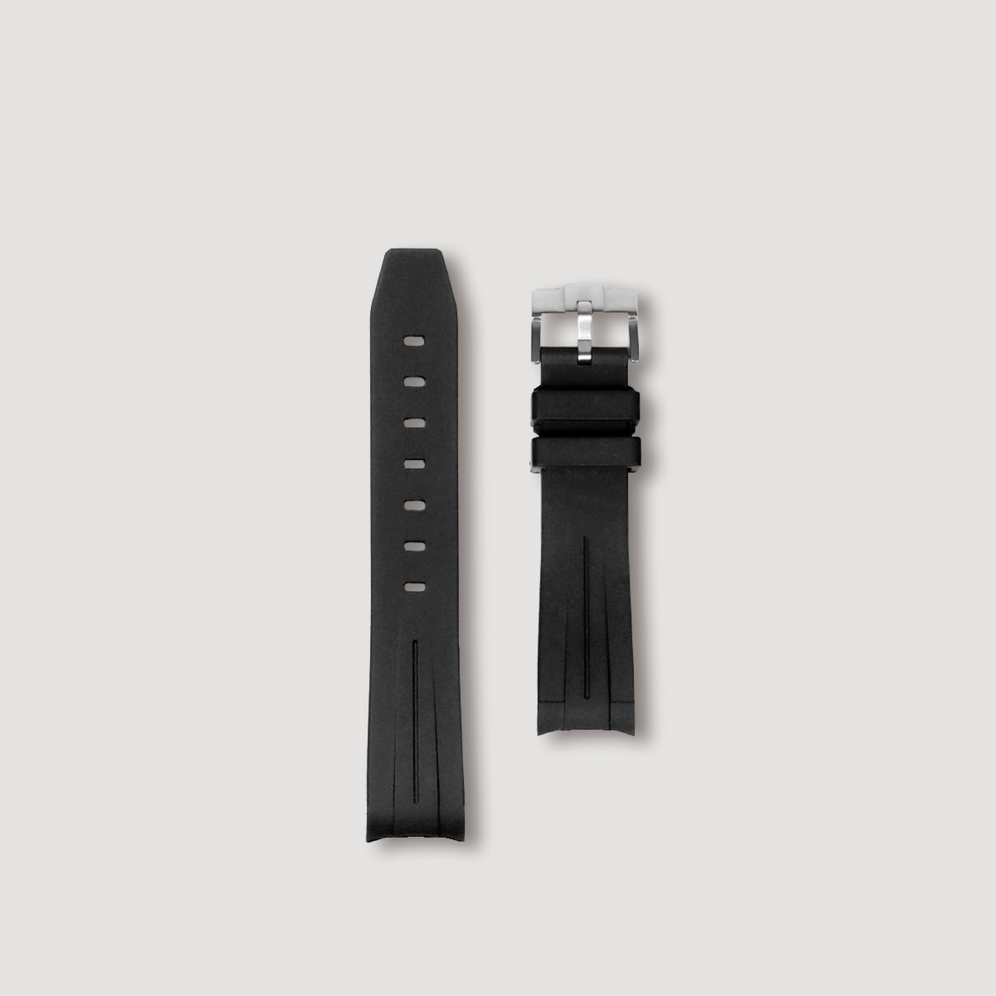 Black Curved Rubber Strap - Sartoriale Straps