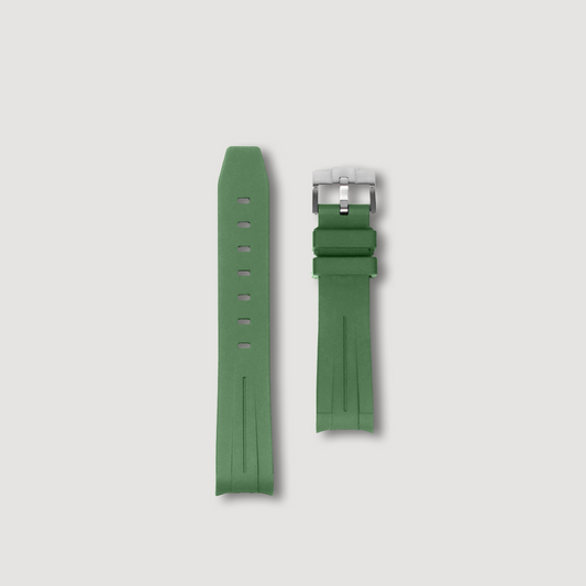 Green Curved Rubber Strap - Sartoriale Straps