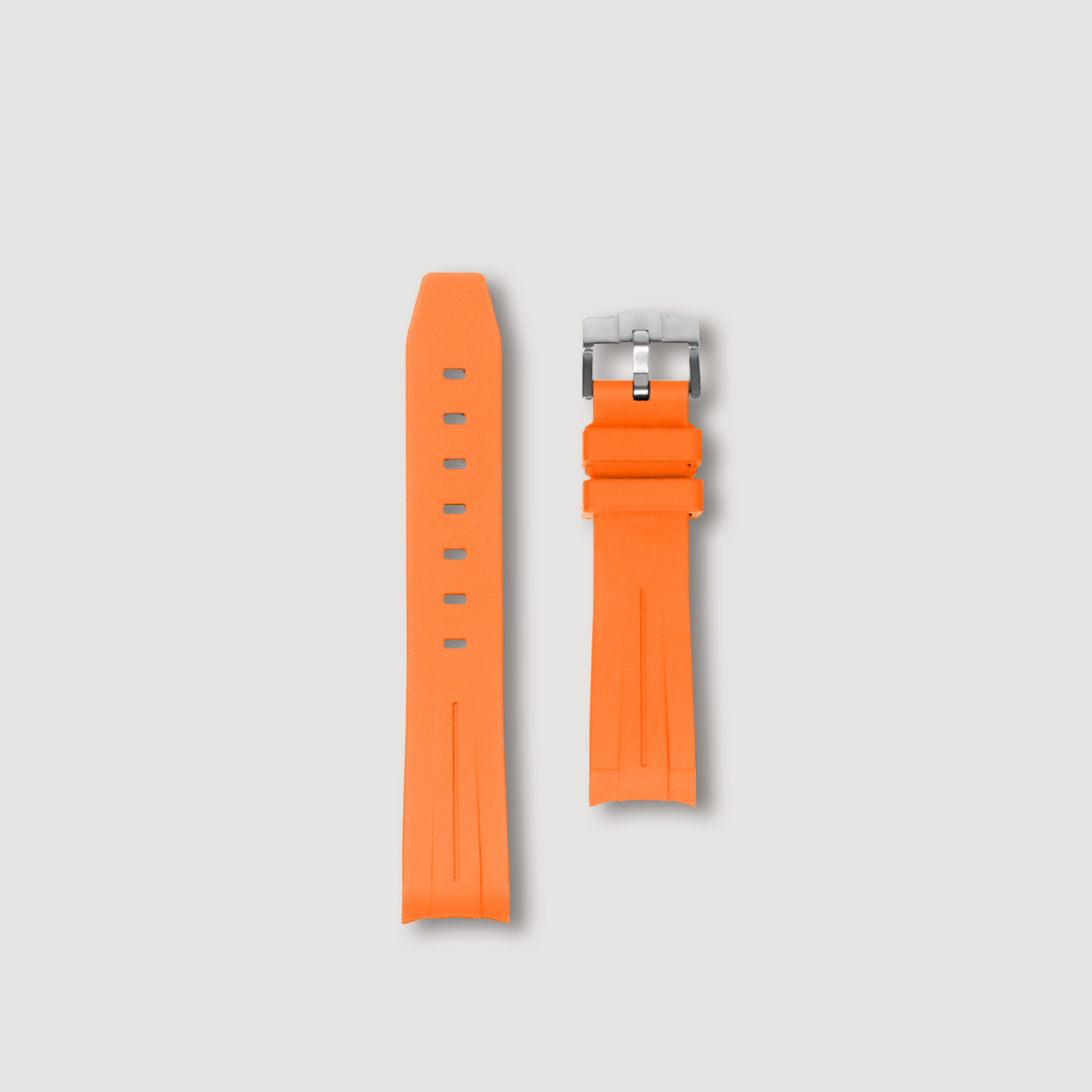 Orange Curved Rubber Strap - Sartoriale Straps