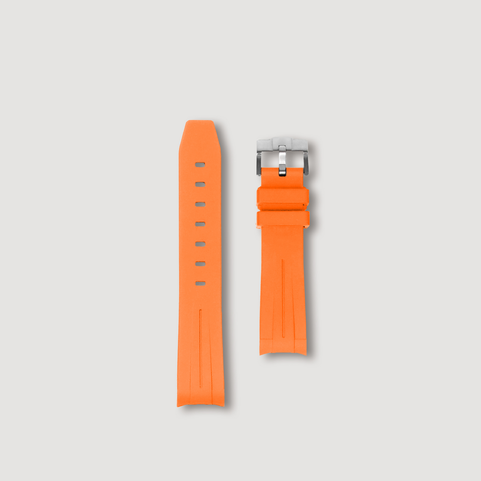 Orange Curved Rubber Strap - Sartoriale Straps