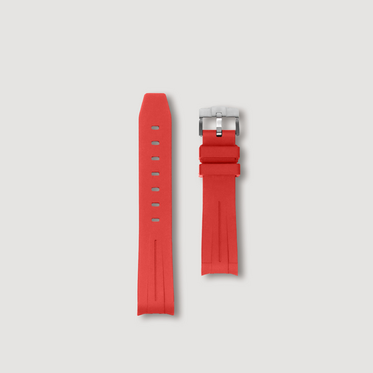 Red Curved Rubber Strap - Sartoriale Straps