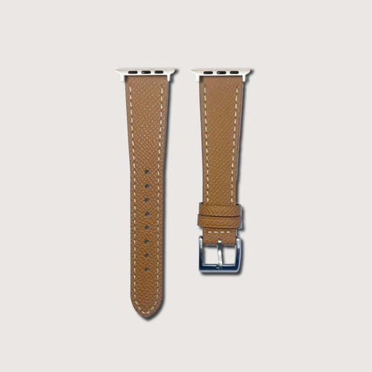 Camel Epsom Leather Slim Apple Watch Strap