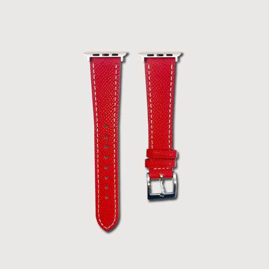 Crimson Red Epsom Leather Slim Apple Watch Strap