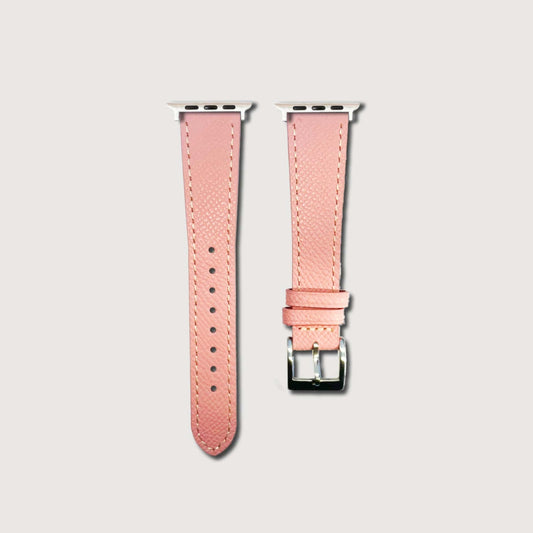 Flamingo Pink Epsom Leather Slim Apple Watch Strap
