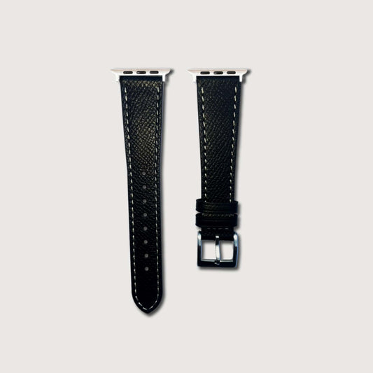 Raven Black Epsom Leather Slim Apple Watch Strap